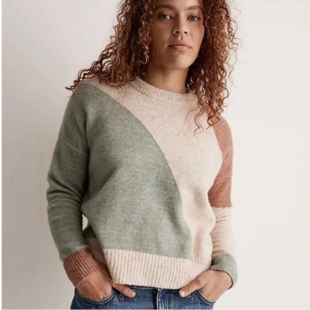 Madewell | Cedarbrook Pullover Sweater in Colorblock Heather Frosted Sage